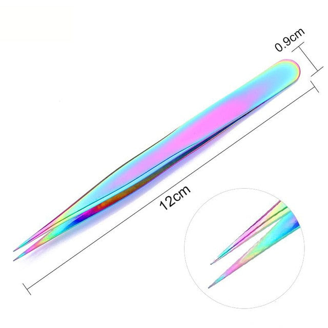 1pc 2 heads Straight Nail Tweezers with Silicone Pressing Head for 3D Sticker Rhinestones Water Sticker Picker Metal Nails Tools
