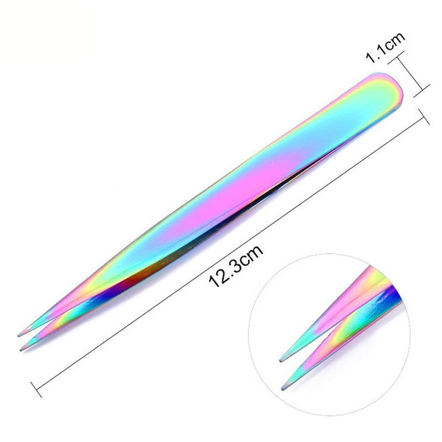 1pc 2 heads Straight Nail Tweezers with Silicone Pressing Head for 3D Sticker Rhinestones Water Sticker Picker Metal Nails Tools