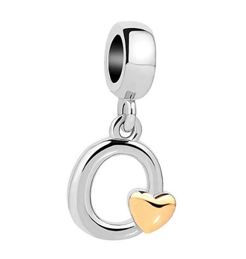 Golden Small Love Lucky Letter A-Z Pendant Charm Bead fit Pandora charm bracelet female genuine DIY jewelry making