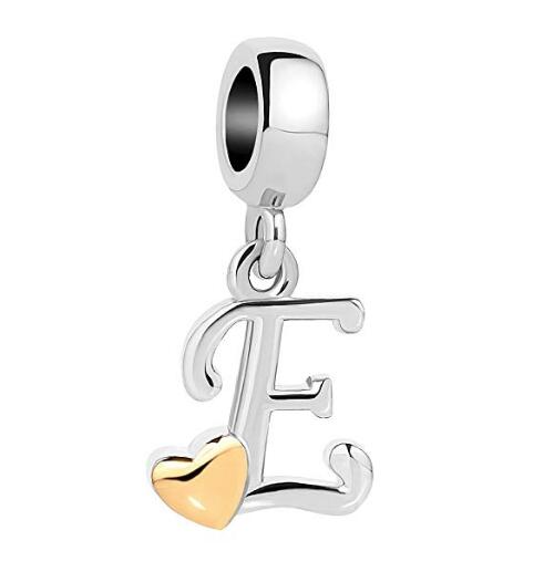 Golden Small Love Lucky Letter A-Z Pendant Charm Bead fit Pandora charm bracelet female genuine DIY jewelry making