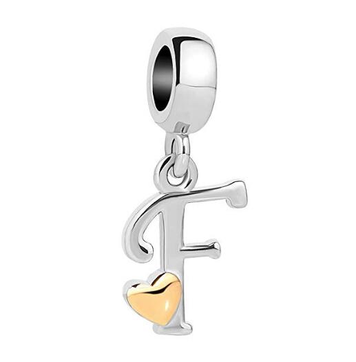 Golden Small Love Lucky Letter A-Z Pendant Charm Bead fit Pandora charm bracelet female genuine DIY jewelry making