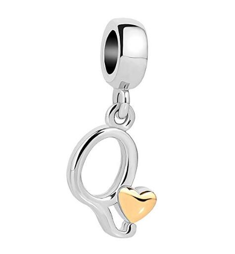 Golden Small Love Lucky Letter A-Z Pendant Charm Bead fit Pandora charm bracelet female genuine DIY jewelry making