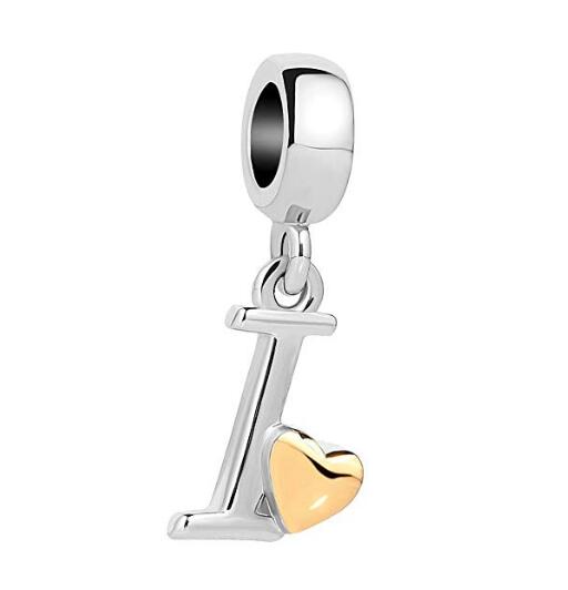 Golden Small Love Lucky Letter A-Z Pendant Charm Bead fit Pandora charm bracelet female genuine DIY jewelry making