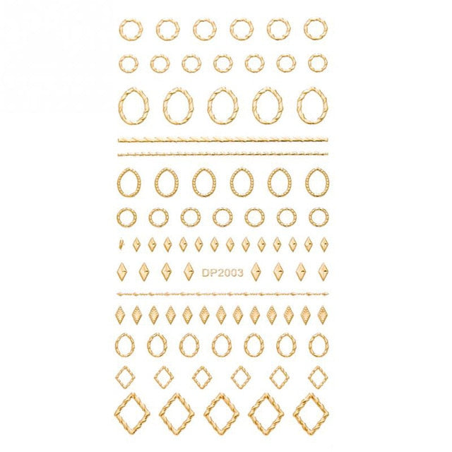 Gold 3D Nail Sticker Curve Stripe Lines Nails Stickers Gradient Adhesive Striping Tape Nail Foil Nail Art Stickers Decals Silver