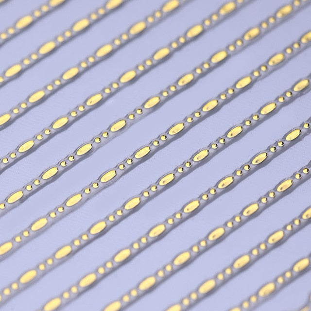Gold 3D Nail Sticker Curve Stripe Lines Nails Stickers Gradient Adhesive Striping Tape Nail Foil Nail Art Stickers Decals Silver