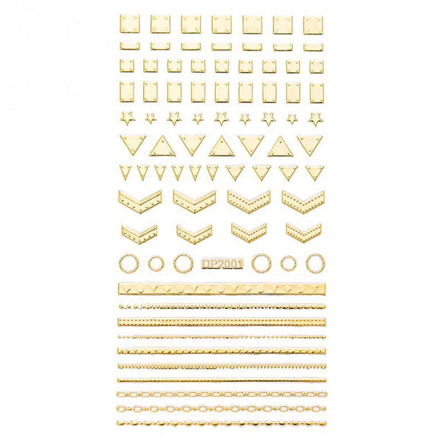 Gold 3D Nail Sticker Curve Stripe Lines Nails Stickers Gradient Adhesive Striping Tape Nail Foil Nail Art Stickers Decals Silver