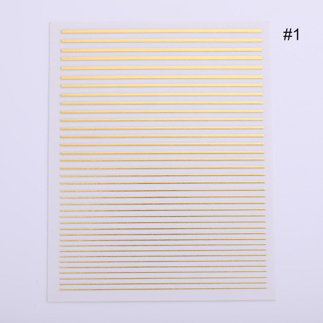 Gold 3D Nail Sticker Curve Stripe Lines Nails Stickers Gradient Adhesive Striping Tape Nail Foil Nail Art Stickers Decals Silver