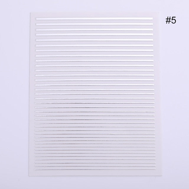 Gold 3D Nail Sticker Curve Stripe Lines Nails Stickers Gradient Adhesive Striping Tape Nail Foil Nail Art Stickers Decals Silver