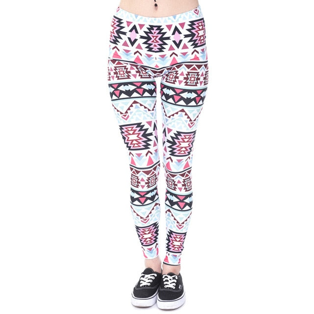 Brands Women Fashion Legging Aztec Round Ombre Printing leggins Slim High Waist Leggings Woman Pants