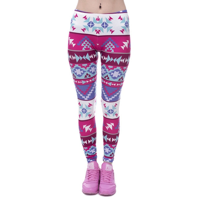Brands Women Fashion Legging Aztec Round Ombre Printing leggins Slim High Waist Leggings Woman Pants