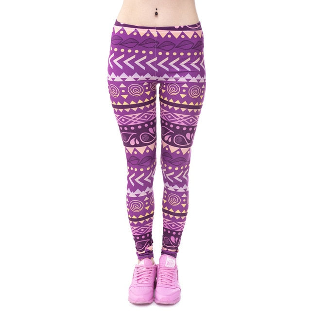 Brands Women Fashion Legging Aztec Round Ombre Printing leggins Slim High Waist Leggings Woman Pants