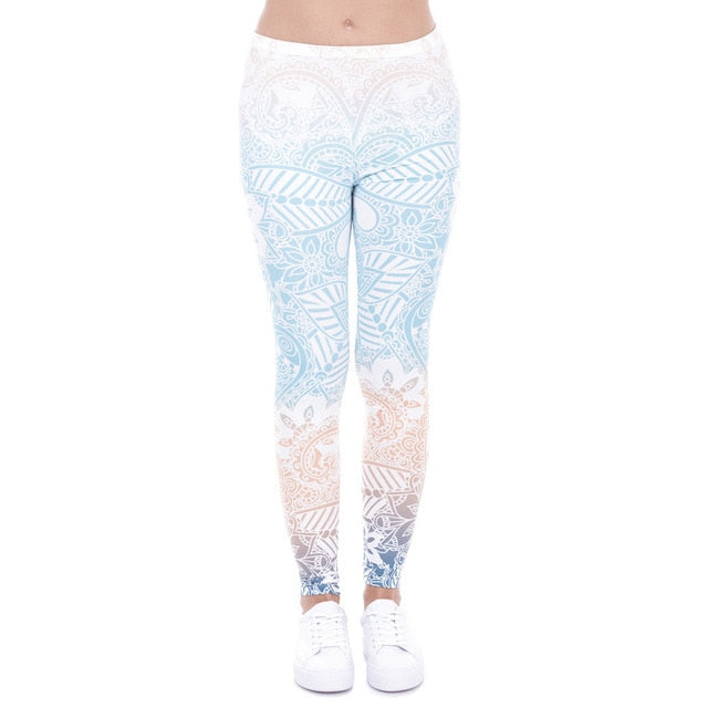 Brands Women Fashion Legging Aztec Round Ombre Printing leggins Slim High Waist Leggings Woman Pants