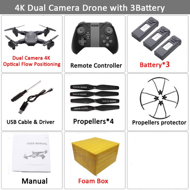 Visuo XS816 RC Drone with 50 Times Zoom WiFi FPV 4K Dual Camera Optical Flow Quadcopter Foldable Selfie Dron VS SG106 M70