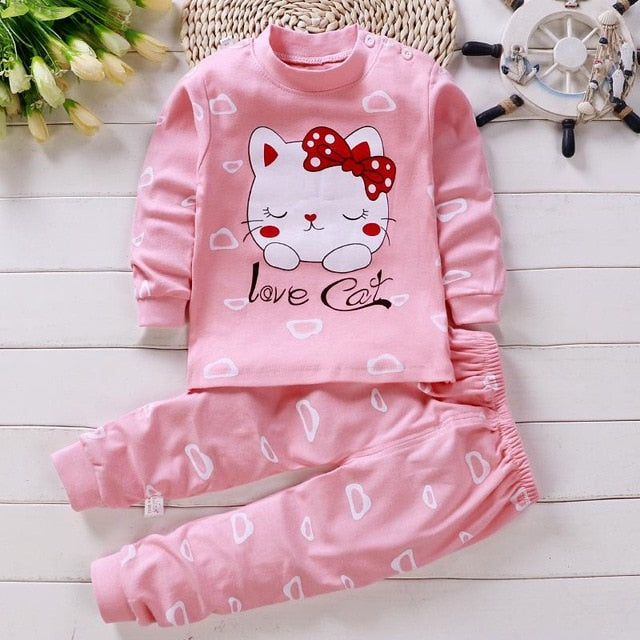 Children Pajamas Baby Clothing Set Kids Unicorn Cartoon Sleepwear Autumn Cotton Nightwear Boys Girls Animal Pyjamas Pijamas Set