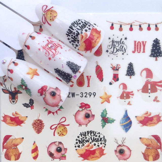 1 Sheet Water Nail Stickers Black Cartoon Animal Flamingo Fox Hollow Designs Sliders For Nail Decals DIY Manicure Decora