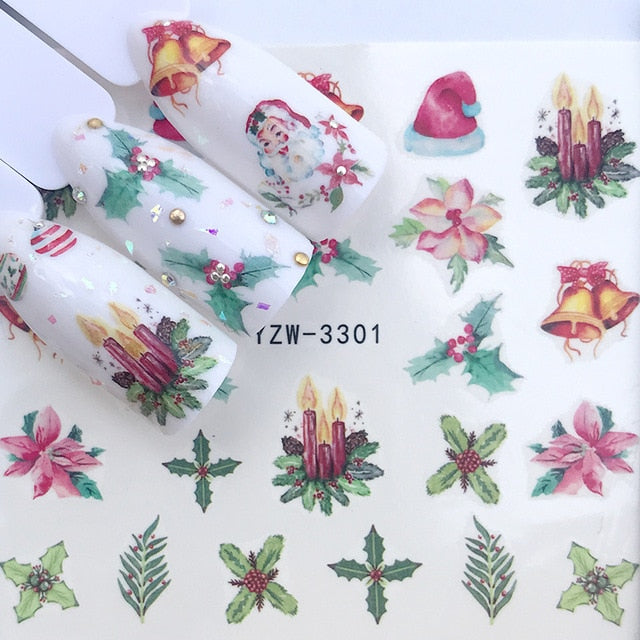 1 Sheet Water Nail Stickers Black Cartoon Animal Flamingo Fox Hollow Designs Sliders For Nail Decals DIY Manicure Decora