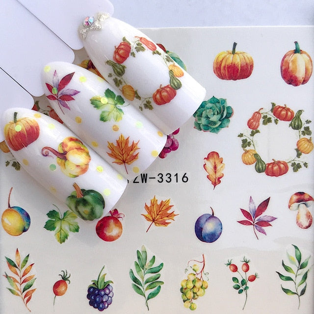 1 Sheet Water Nail Stickers Black Cartoon Animal Flamingo Fox Hollow Designs Sliders For Nail Decals DIY Manicure Decora