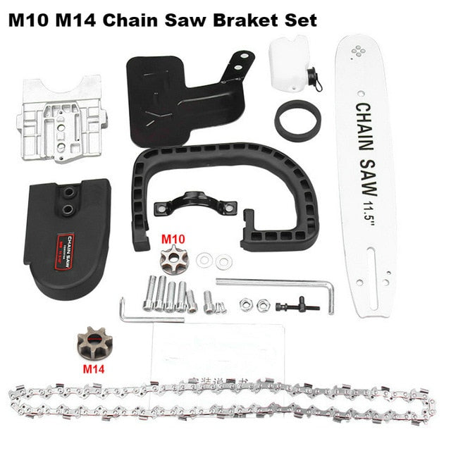 11.5 Inch M10/M14/M16 Chainsaw Bracket Changed Upgrade Electric Saw Parts 100 125 150 Angle Grinder Into Chain Saw Mini Saw