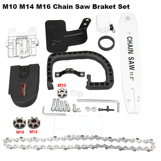 11.5 Inch M10/M14/M16 Chainsaw Bracket Changed Upgrade Electric Saw Parts 100 125 150 Angle Grinder Into Chain Saw Mini Saw
