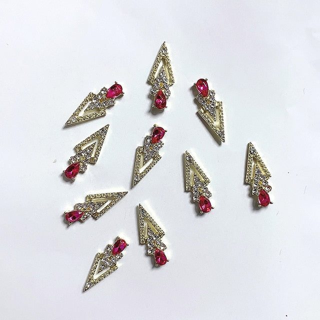 10Pcs K Gold Luxury AB diamond triangle 3D Nail Art Decorations Nails Rhinestones Nail Supplies Charms Stone 2020 New Arrival
