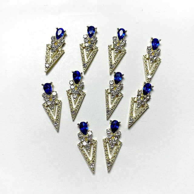 10Pcs K Gold Luxury AB diamond triangle 3D Nail Art Decorations Nails Rhinestones Nail Supplies Charms Stone 2020 New Arrival