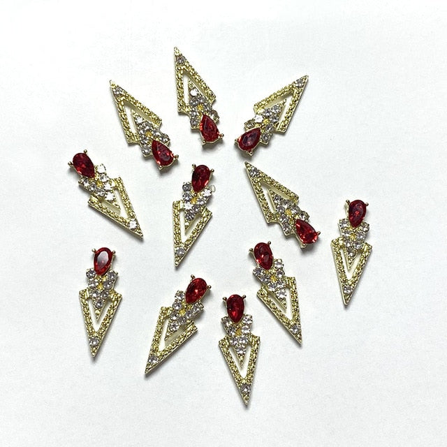 10Pcs K Gold Luxury AB diamond triangle 3D Nail Art Decorations Nails Rhinestones Nail Supplies Charms Stone 2020 New Arrival
