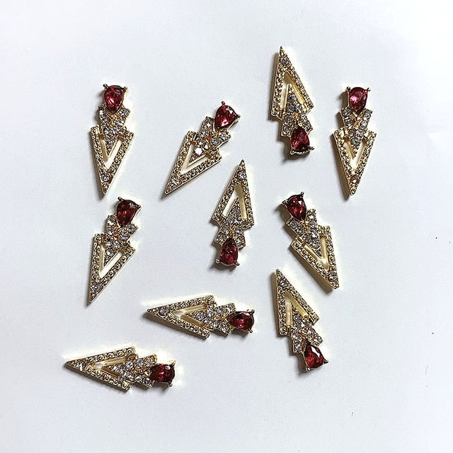 10Pcs K Gold Luxury AB diamond triangle 3D Nail Art Decorations Nails Rhinestones Nail Supplies Charms Stone 2020 New Arrival