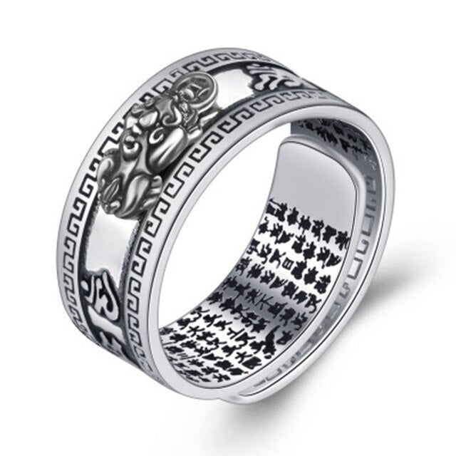 Feng Shui Pixiu Charms Ring Amulet Protection Wealth Lucky Open Adjustable Ring Buddhist Jewelry for Women Men Gift