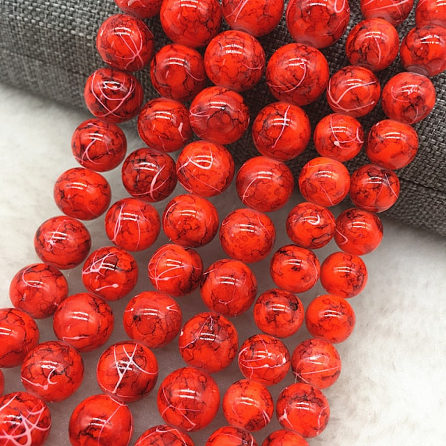 Wholesale 4/6/8/10mm Glass Beads Round Loose Spacer Beads Pattern For Jewelry Making DIY Bracelet Necklace