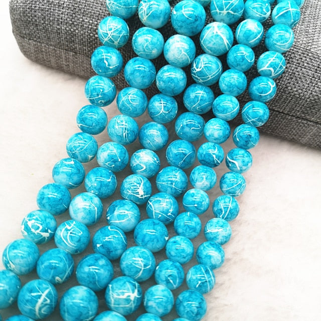 Wholesale 4/6/8/10mm Glass Beads Round Loose Spacer Beads Pattern For Jewelry Making DIY Bracelet Necklace