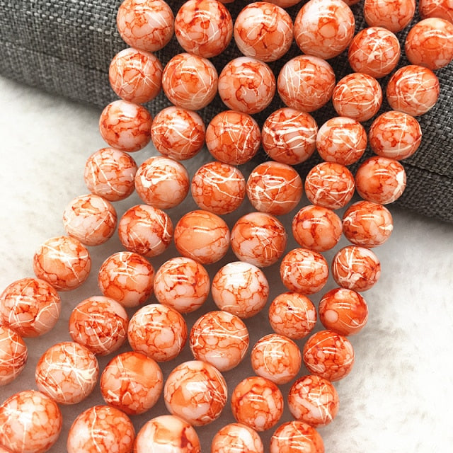 Wholesale 4/6/8/10mm Glass Beads Round Loose Spacer Beads Pattern For Jewelry Making DIY Bracelet Necklace