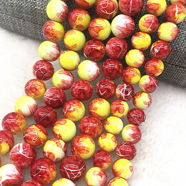 Wholesale 4/6/8/10mm Glass Beads Round Loose Spacer Beads Pattern For Jewelry Making DIY Bracelet Necklace