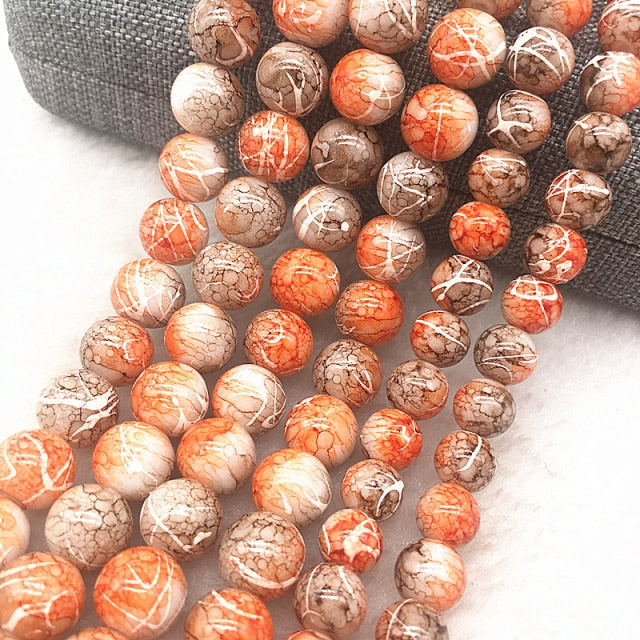 Wholesale 4/6/8/10mm Glass Beads Round Loose Spacer Beads Pattern For Jewelry Making DIY Bracelet Necklace