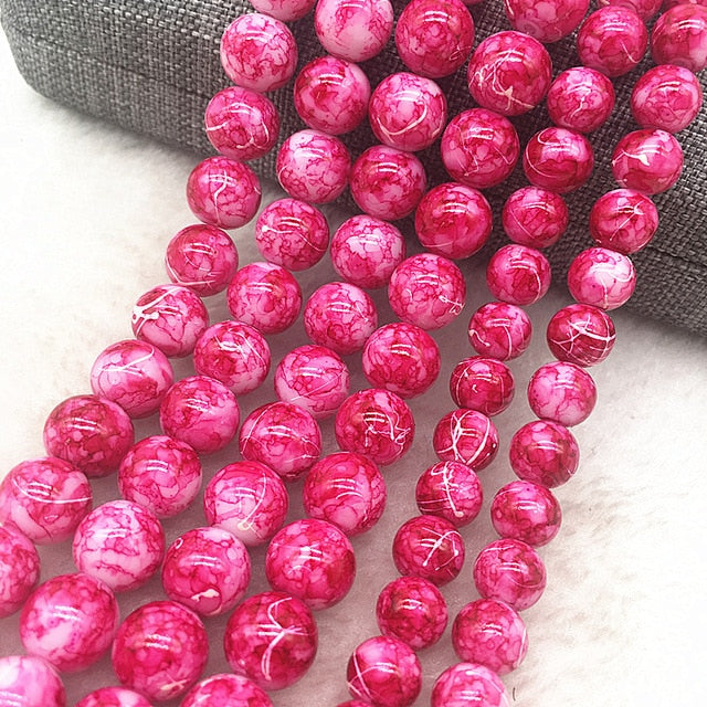 Wholesale 4/6/8/10mm Glass Beads Round Loose Spacer Beads Pattern For Jewelry Making DIY Bracelet Necklace