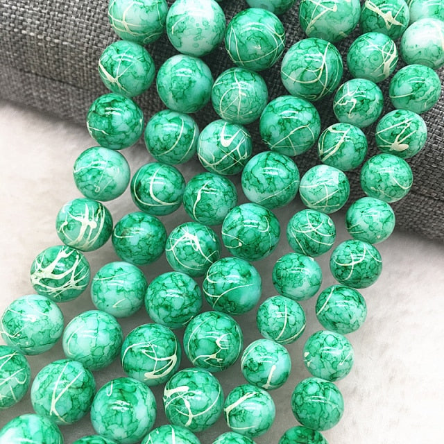 Wholesale 4/6/8/10mm Glass Beads Round Loose Spacer Beads Pattern For Jewelry Making DIY Bracelet Necklace
