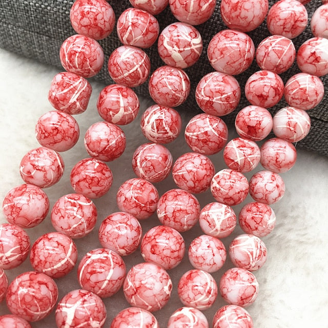 Wholesale 4/6/8/10mm Glass Beads Round Loose Spacer Beads Pattern For Jewelry Making DIY Bracelet Necklace