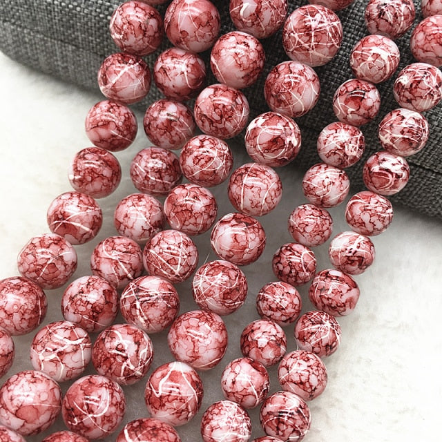 Wholesale 4/6/8/10mm Glass Beads Round Loose Spacer Beads Pattern For Jewelry Making DIY Bracelet Necklace