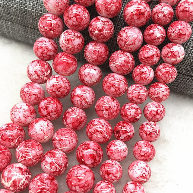 Wholesale 4/6/8/10mm Glass Beads Round Loose Spacer Beads Pattern For Jewelry Making DIY Bracelet Necklace