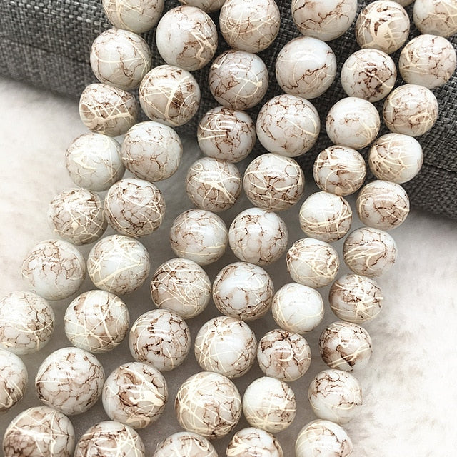 Wholesale 4/6/8/10mm Glass Beads Round Loose Spacer Beads Pattern For Jewelry Making DIY Bracelet Necklace