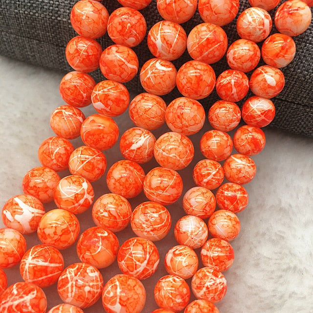 Wholesale 4/6/8/10mm Glass Beads Round Loose Spacer Beads Pattern For Jewelry Making DIY Bracelet Necklace