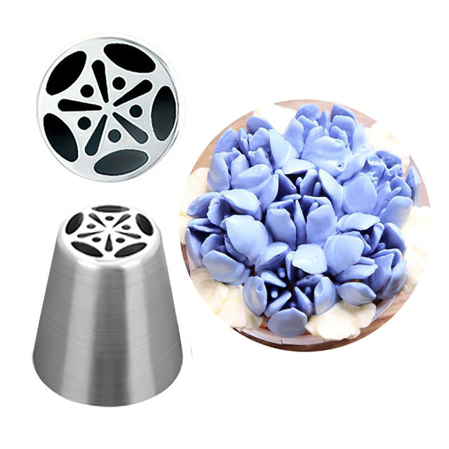 Russian Tulip Icing Piping Nozzles Stainless Steel Flower Cream Pastry Tips Nozzles Bag Cupcake Cake Decorating Tools