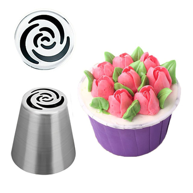 Russian Tulip Icing Piping Nozzles Stainless Steel Flower Cream Pastry Tips Nozzles Bag Cupcake Cake Decorating Tools