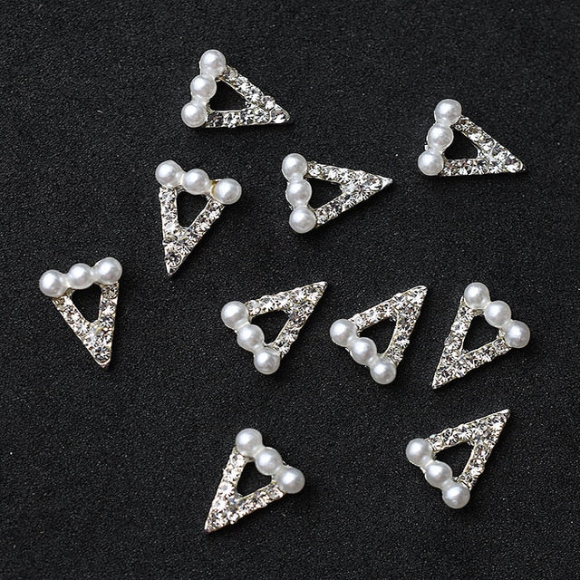 10pcs Gold 3D Simple Charm Crystal Japan Nail Rhinestone Alloy Nail Art Decorations Glitter DIY Nails Accessories Supplies HOT