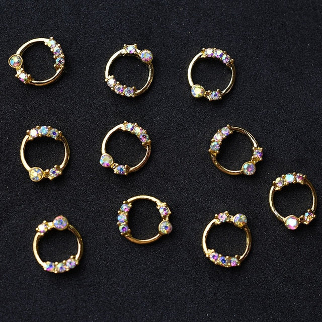 10pcs Gold 3D Simple Charm Crystal Japan Nail Rhinestone Alloy Nail Art Decorations Glitter DIY Nails Accessories Supplies HOT