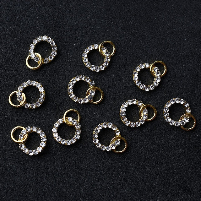 10pcs Gold 3D Simple Charm Crystal Japan Nail Rhinestone Alloy Nail Art Decorations Glitter DIY Nails Accessories Supplies HOT