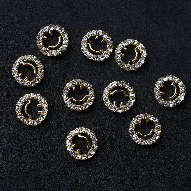 10pcs Gold 3D Simple Charm Crystal Japan Nail Rhinestone Alloy Nail Art Decorations Glitter DIY Nails Accessories Supplies HOT