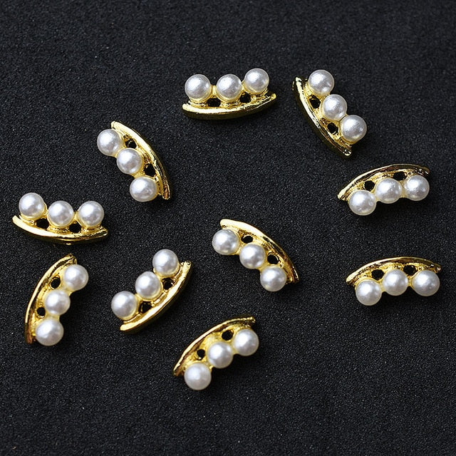 10pcs Gold 3D Simple Charm Crystal Japan Nail Rhinestone Alloy Nail Art Decorations Glitter DIY Nails Accessories Supplies HOT