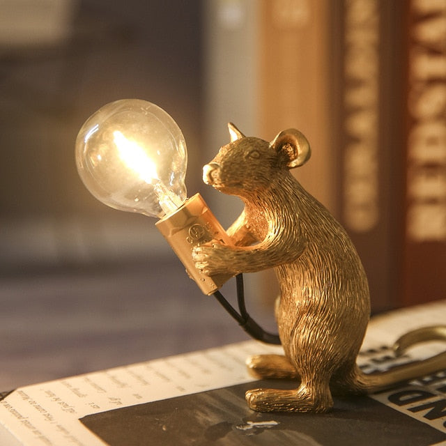 SELETTI Modern Resin Mouse Table Lamp LED E12 mouse Table Lamps Desk Nordic Kids' Room Decor LED Night Lights EU/AU/US/UK Plug