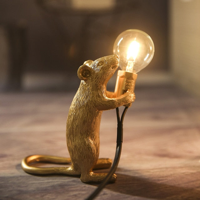 SELETTI Modern Resin Mouse Table Lamp LED E12 mouse Table Lamps Desk Nordic Kids' Room Decor LED Night Lights EU/AU/US/UK Plug