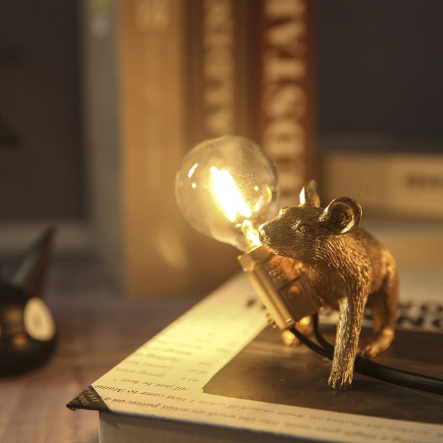 SELETTI Modern Resin Mouse Table Lamp LED E12 mouse Table Lamps Desk Nordic Kids' Room Decor LED Night Lights EU/AU/US/UK Plug